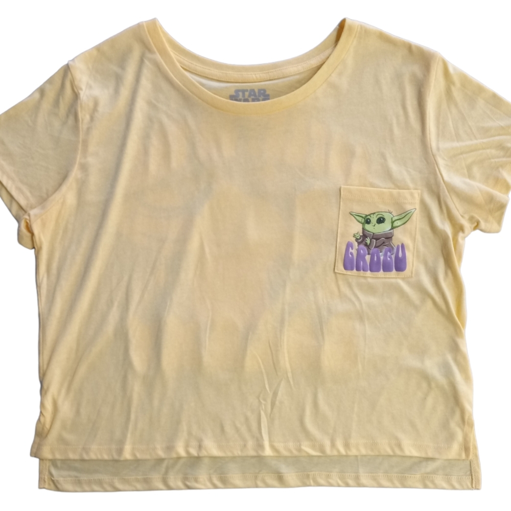 Womens Junior's The Mandalorian Grogu Crop Top Graphic Tshirt